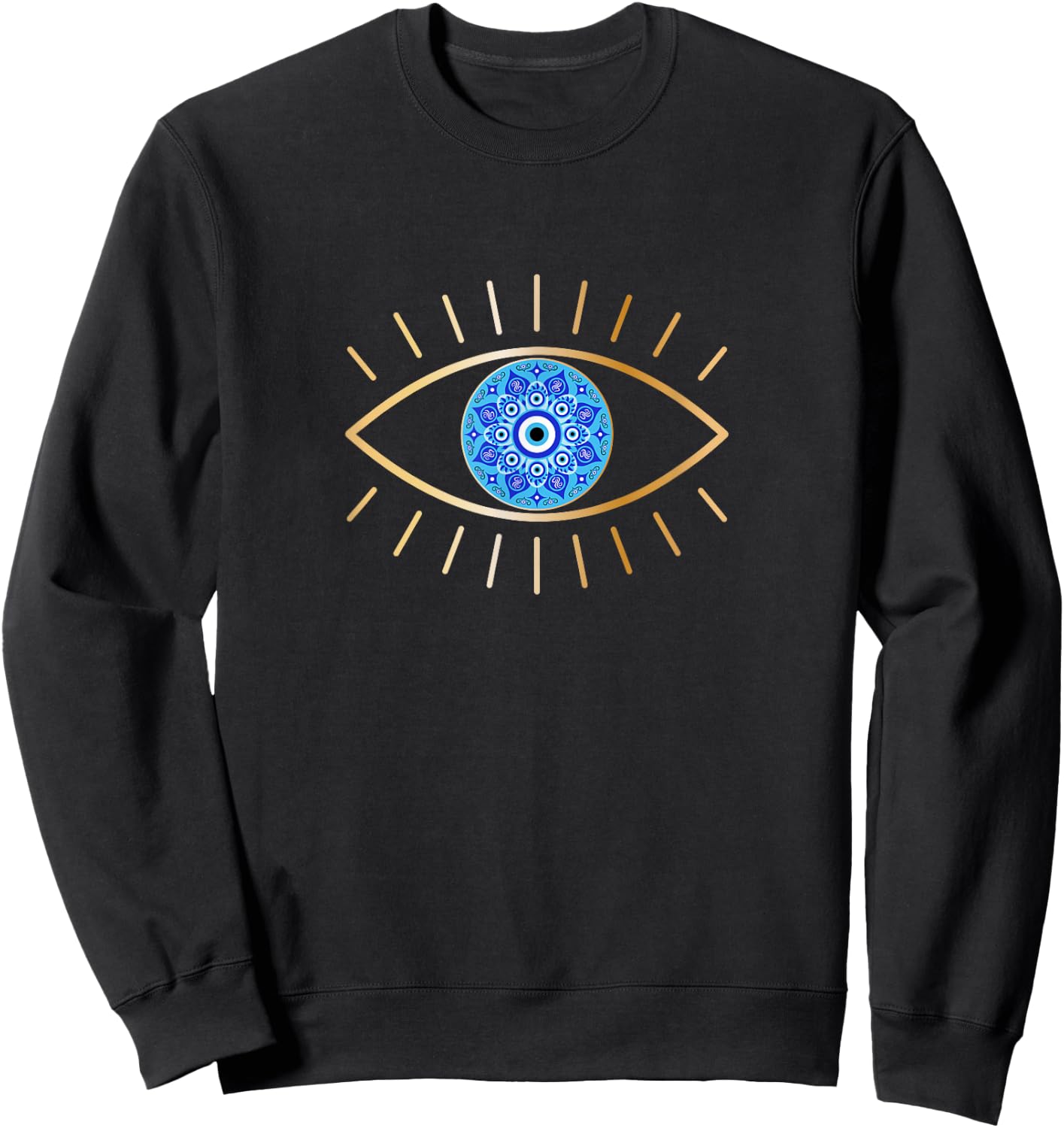 Ich sehe dich Blue Evil Eye Eyelashes Good Luck Sweatshirt - Sweatshirt | Black