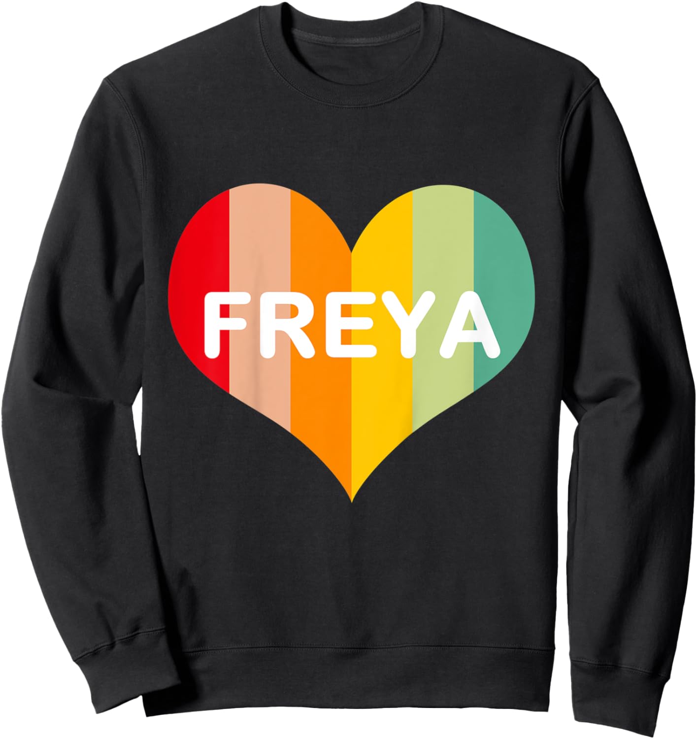 Kids Girls Freya Name Heart | Retro Vintage Sweatshirt - Sweatshirt | Black