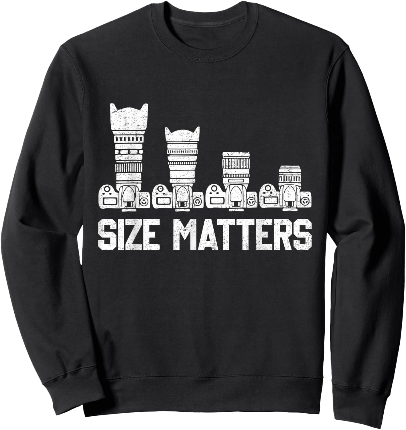 Retro Photography Camera Lens Size Matters Photographer Sweatshirt - Sweatshirt | Black