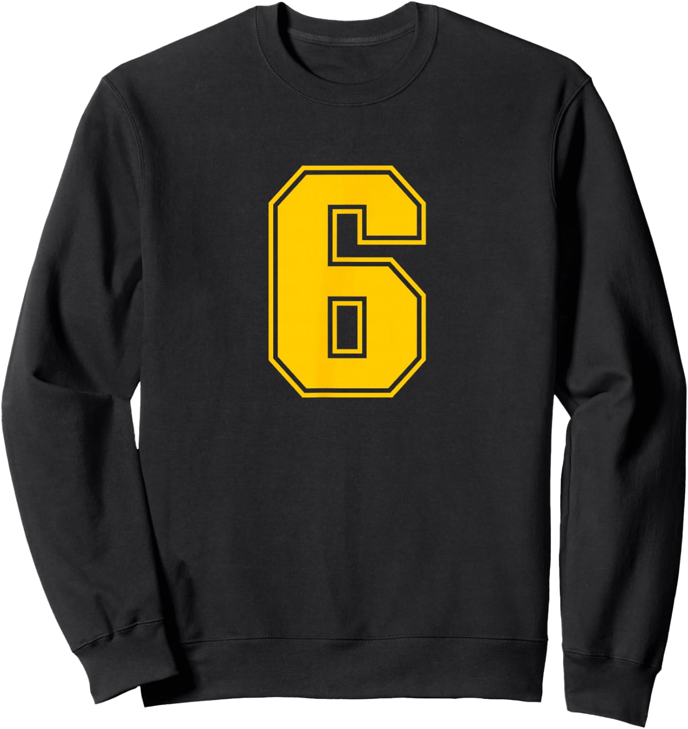 Yellow Sports Team Number #6 Sweatshirt - Sweatshirt | Black