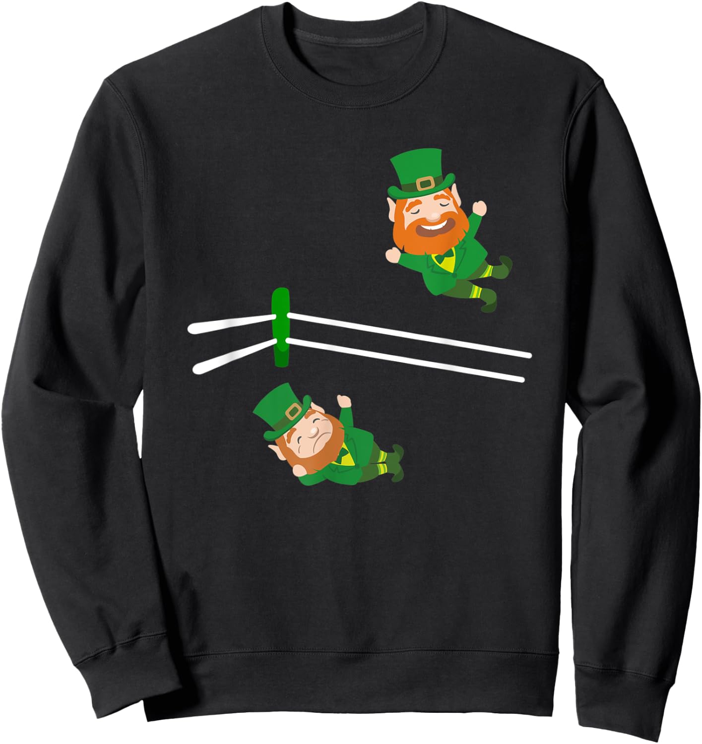 Funny Leprechaun Wrestling St Patricks Day Sweatshirt - Sweatshirt | Black