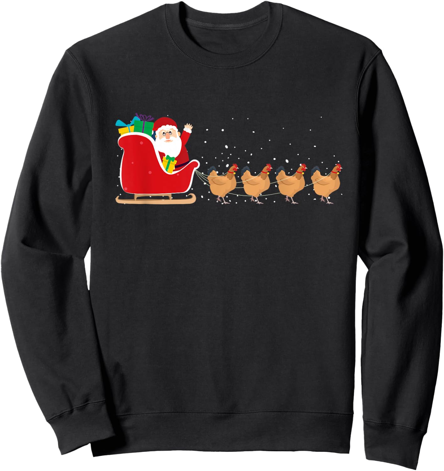 Chicken Santa Christmas Sleigh - Funny Chicken Xmas Sweatshirt - Sweatshirt | Black