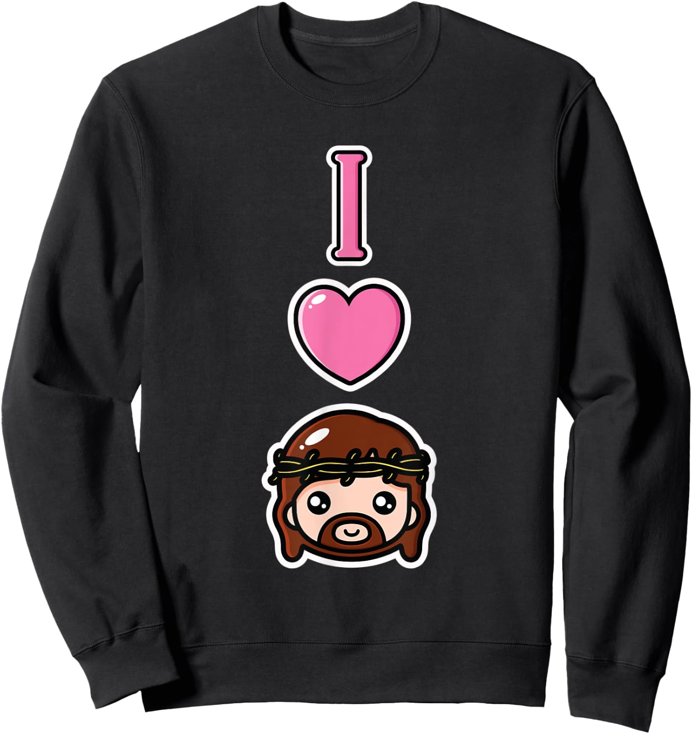 I Love Jesus Anime Style Pro Christian Religious Kids Girls Sweatshirt - Sweatshirt | Black