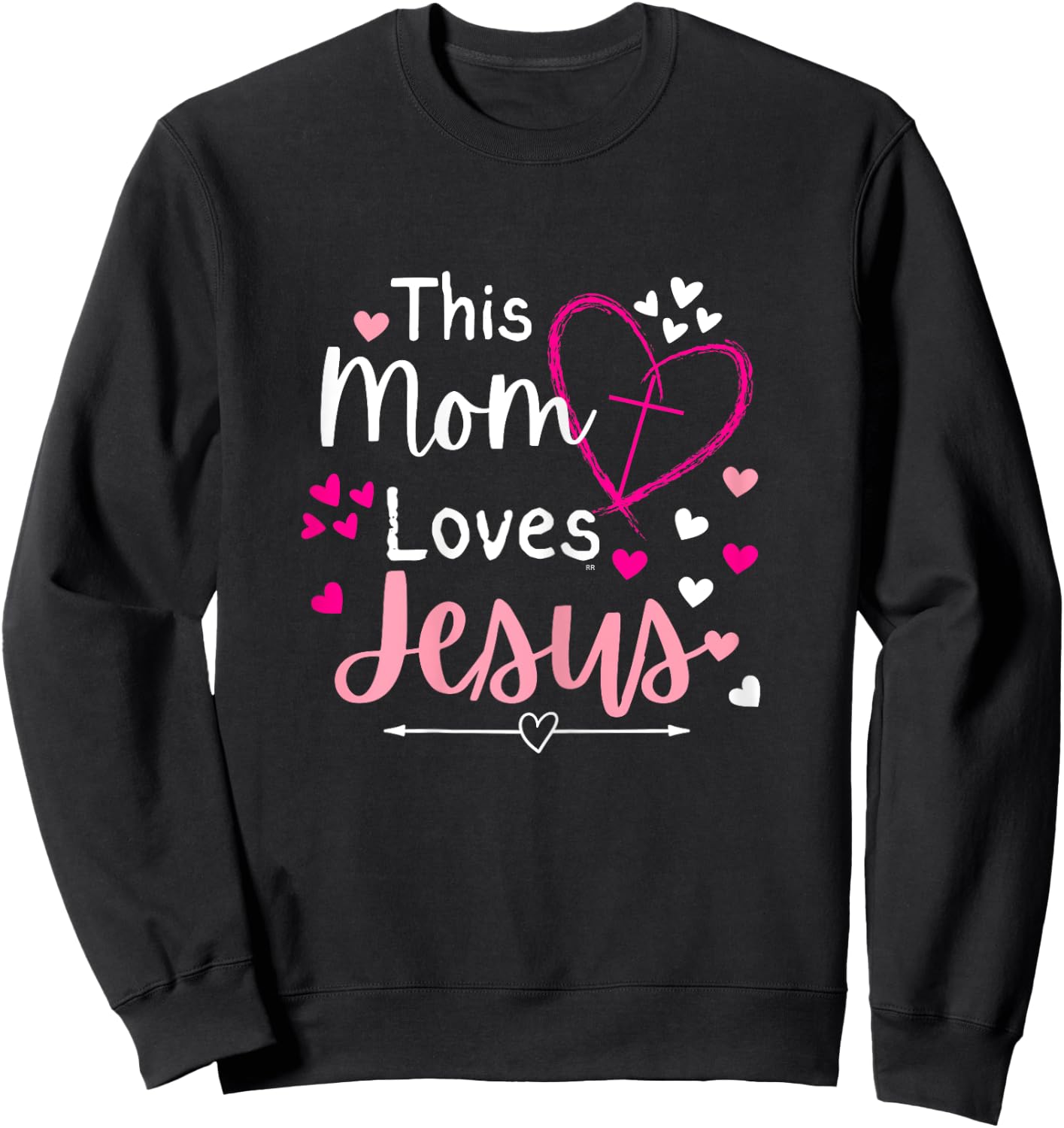 THIS MOM LOVES JESUS/ Mother's Day Christian Gift Sweatshirt - Sweatshirt | Black