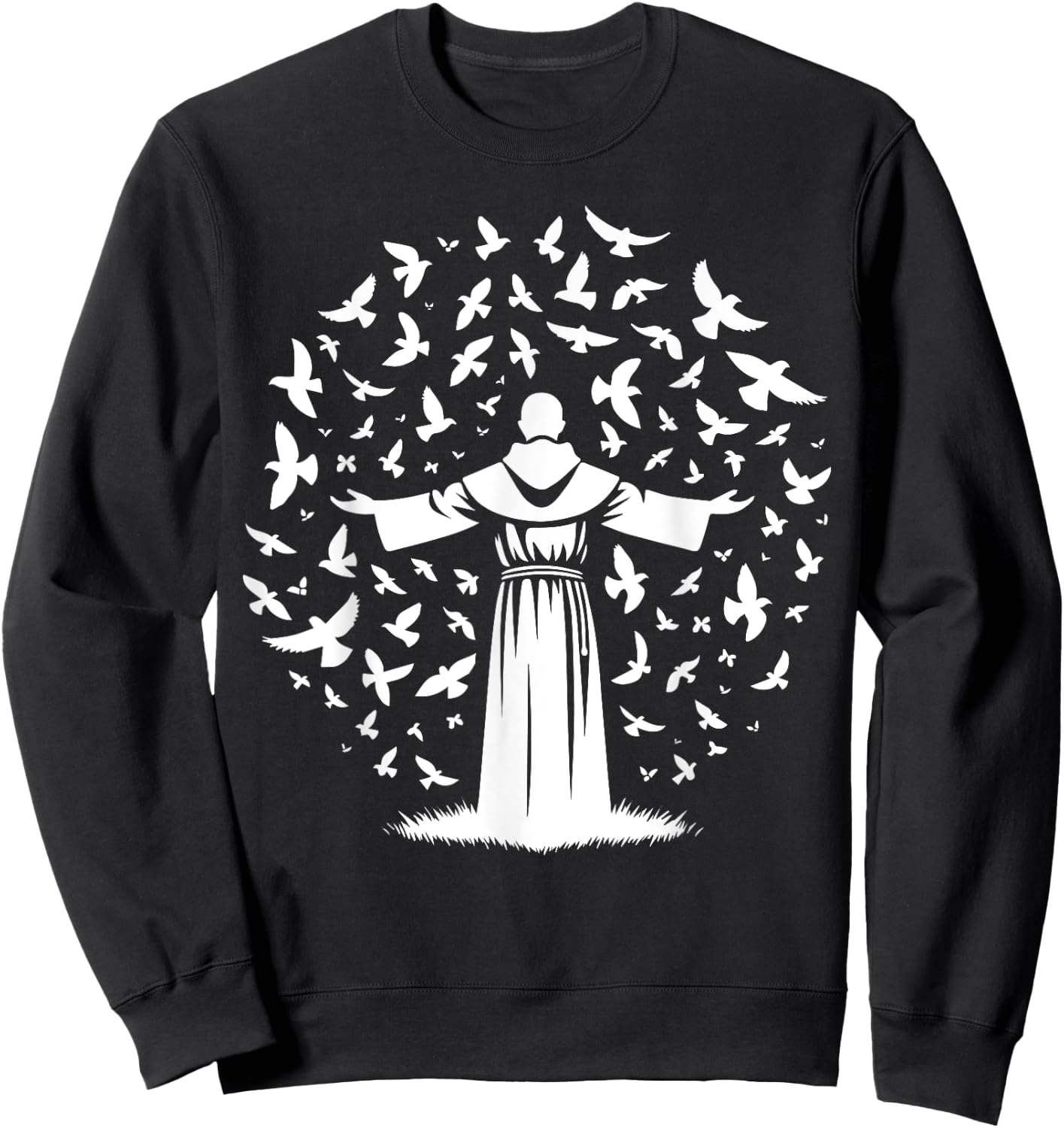St Francis of Assisi Patron Saint of Animals Birds Catholic Sweatshirt - Sweatshirt | Black