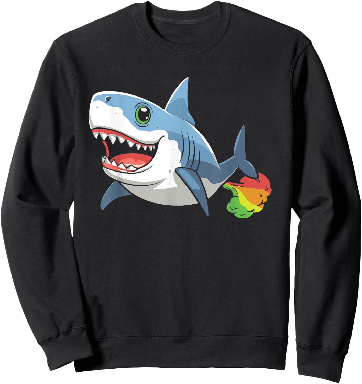 Funny Shark Sea Animal - Ocean Rainbow Fart Sweatshirt - Sweatshirt | Black