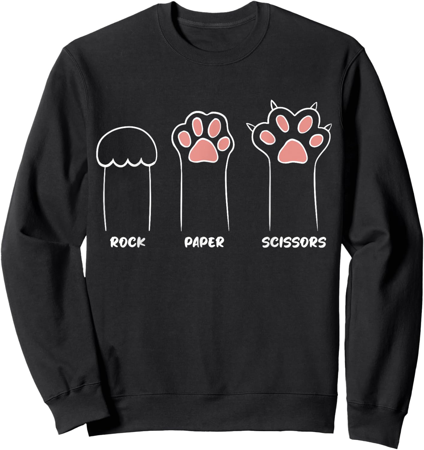 Rock Paper Scissors Cat Paws Cat Lover Funny Cat Sweatshirt - Sweatshirt | Black