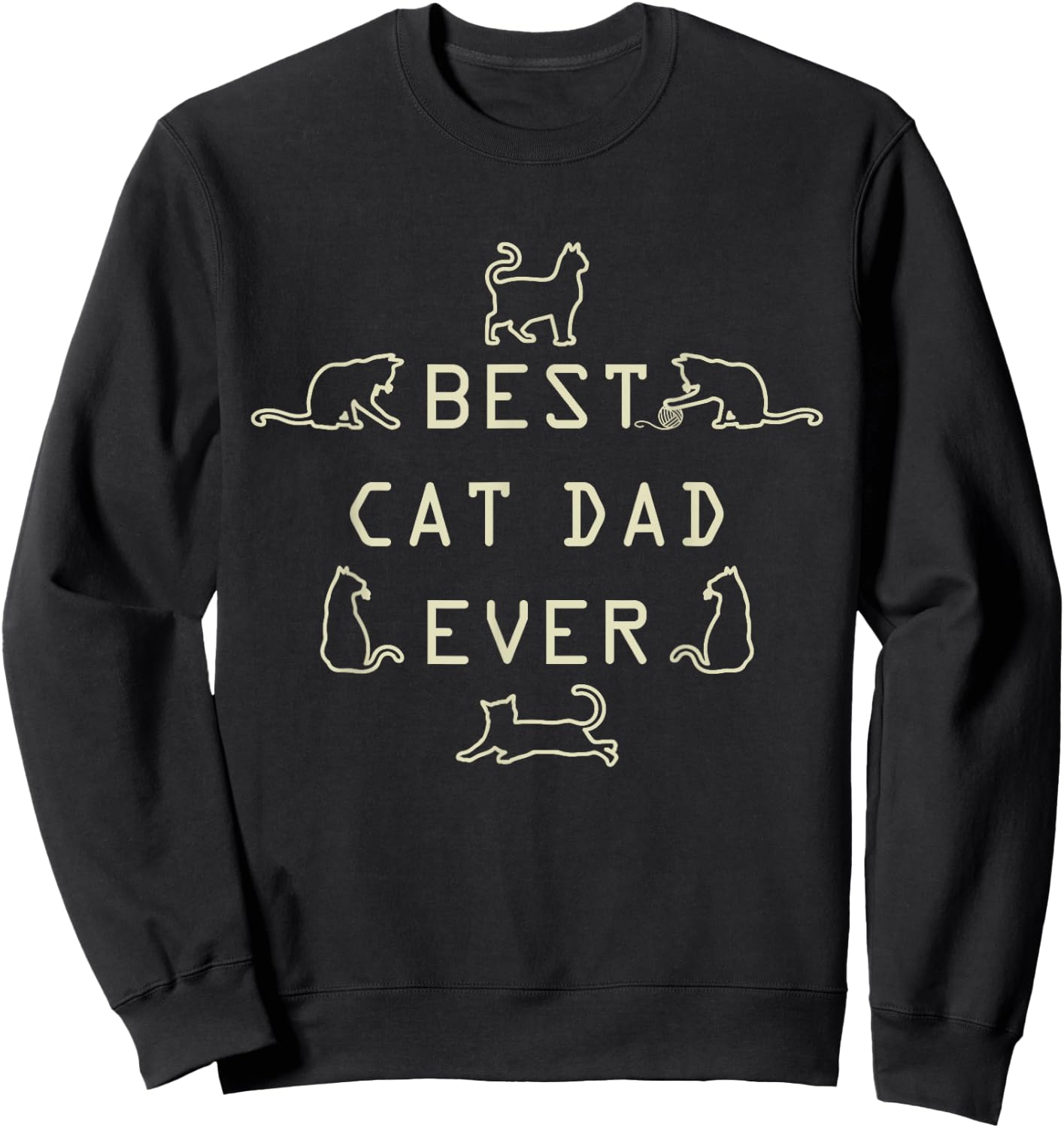 Feline Cat Father Kitty Dad Fathers Day Meow Men Sweatshirt - Sweatshirt | Black