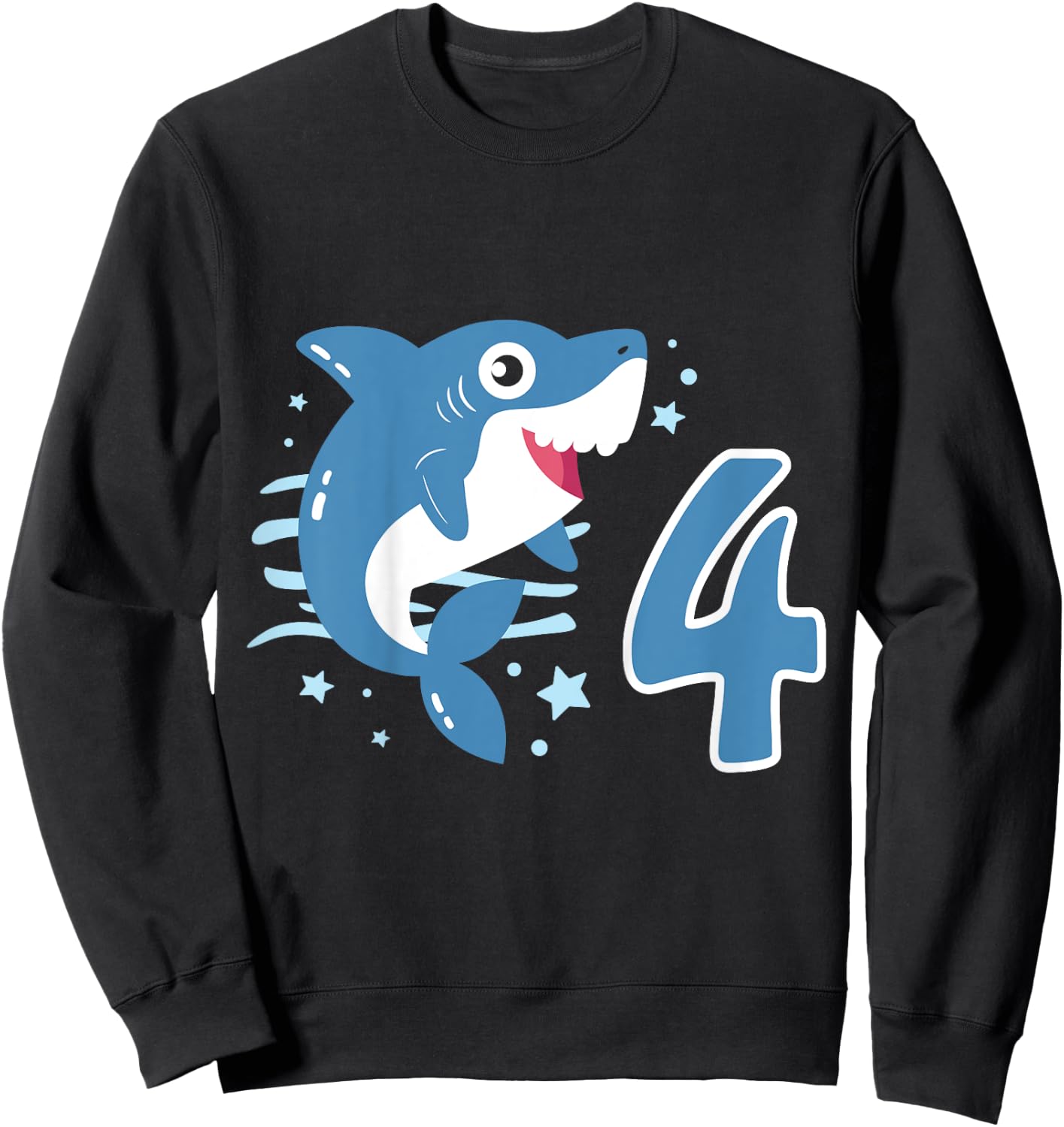 Kids 4th Birthday Boys Shark 4 years Old Ocean Shark B-day Sweatshirt - Sweatshirt | Black