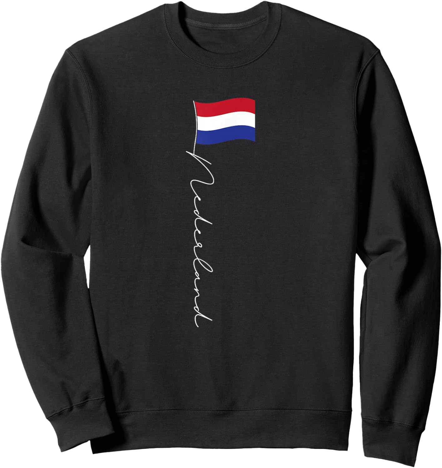 Family Heritage Gifts Netherlands Signature Flag Pole - Patriotic Dutch Flag Sweatshirt - Sweatshirt | Black