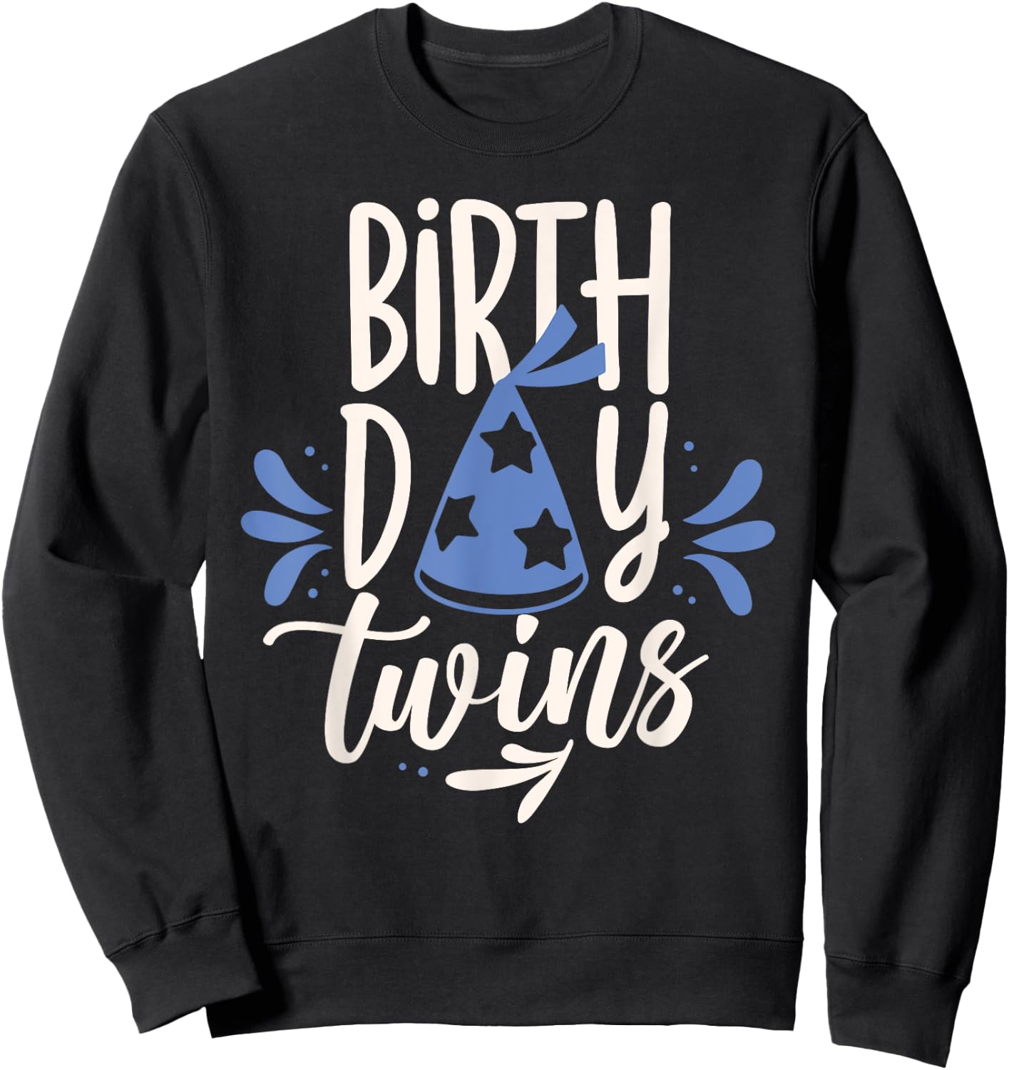 Birthday Twin Identical Twins Boy Girl -Adults Twin-themed Birthday Black Small Crew Collar Modern Short Sleeve Sweatshirt - Sweatshirt | Black