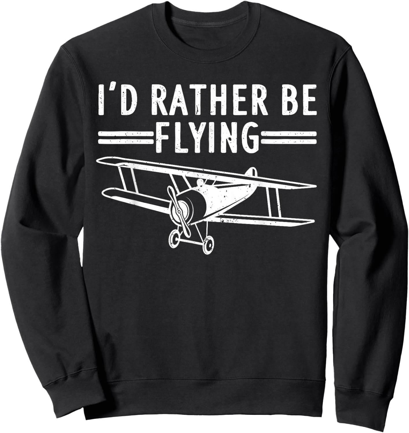 Cool Pilot Gift Airplane Plane Stuff & Accessories -Adults, Kids Black Short Sleeve Modern Novelty 'I'd Rather be Flying' Sweatshirt - Sweatshirt | Black