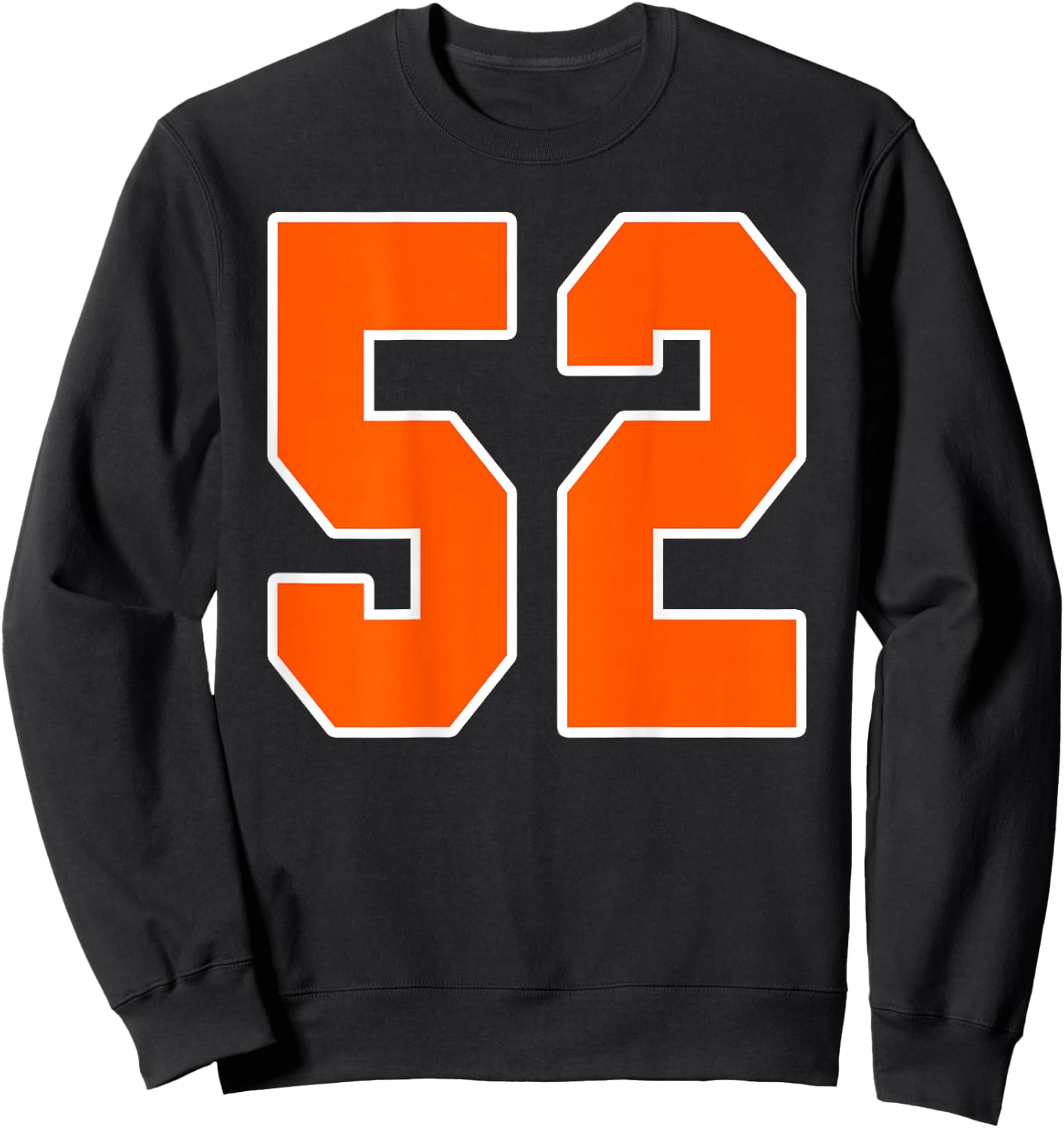 Back Print Orange Sports Block Number 52 For Sports Team Sweatshirt - Sweatshirt | Black
