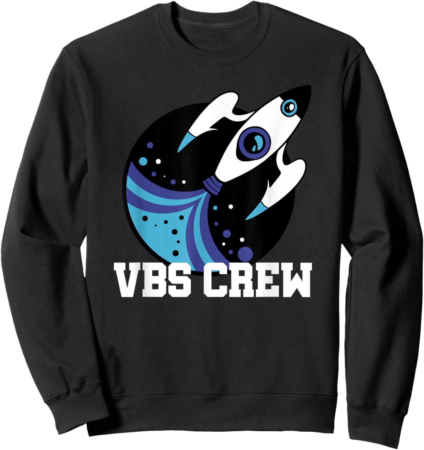 I Love VBS 2025 Space Crew Vacation Bible School Rocket Sweatshirt - Sweatshirt | Black