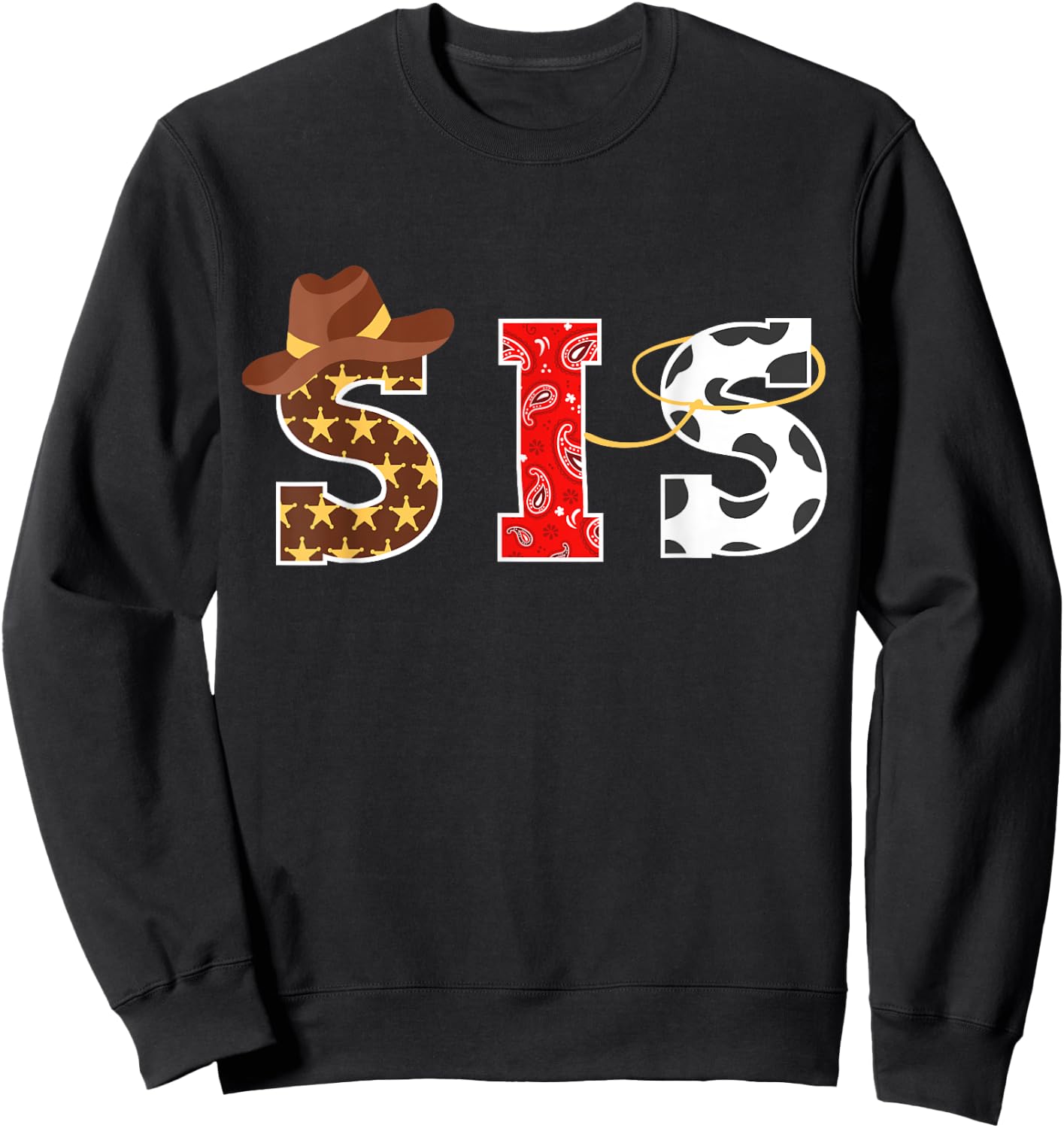 Cowboy Sis Western Rodeo Theme Kids Birthday Matching Family Sweatshirt - Sweatshirt | Black