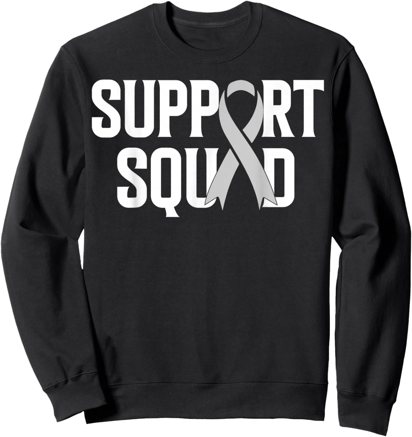 Support Squad - White Ribbon Lung Cancer Awareness Sweatshirt - Sweatshirt | Black