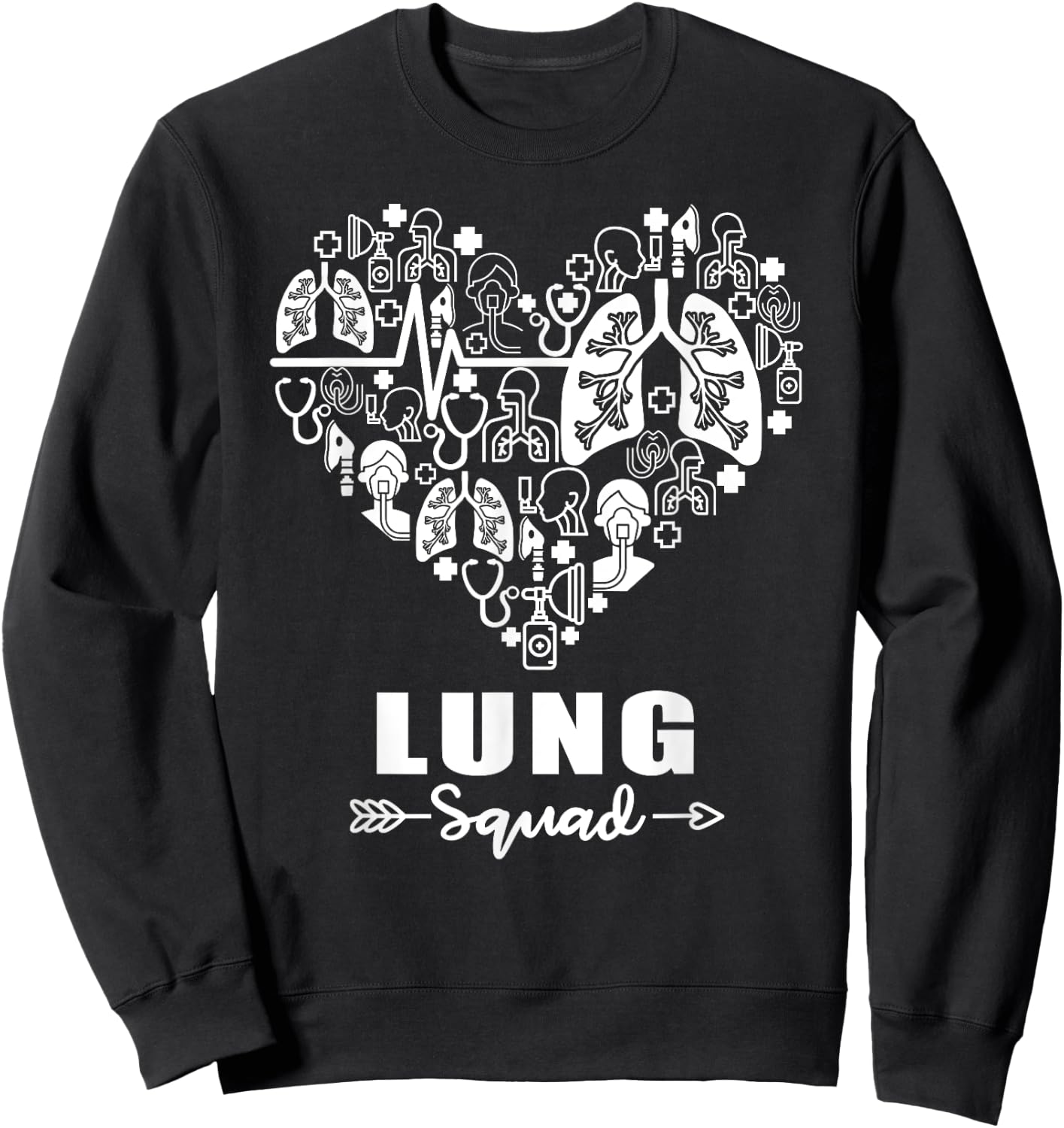 Lung Squad Heart Funny Respiratory Team Sweatshirt - Sweatshirt | Black