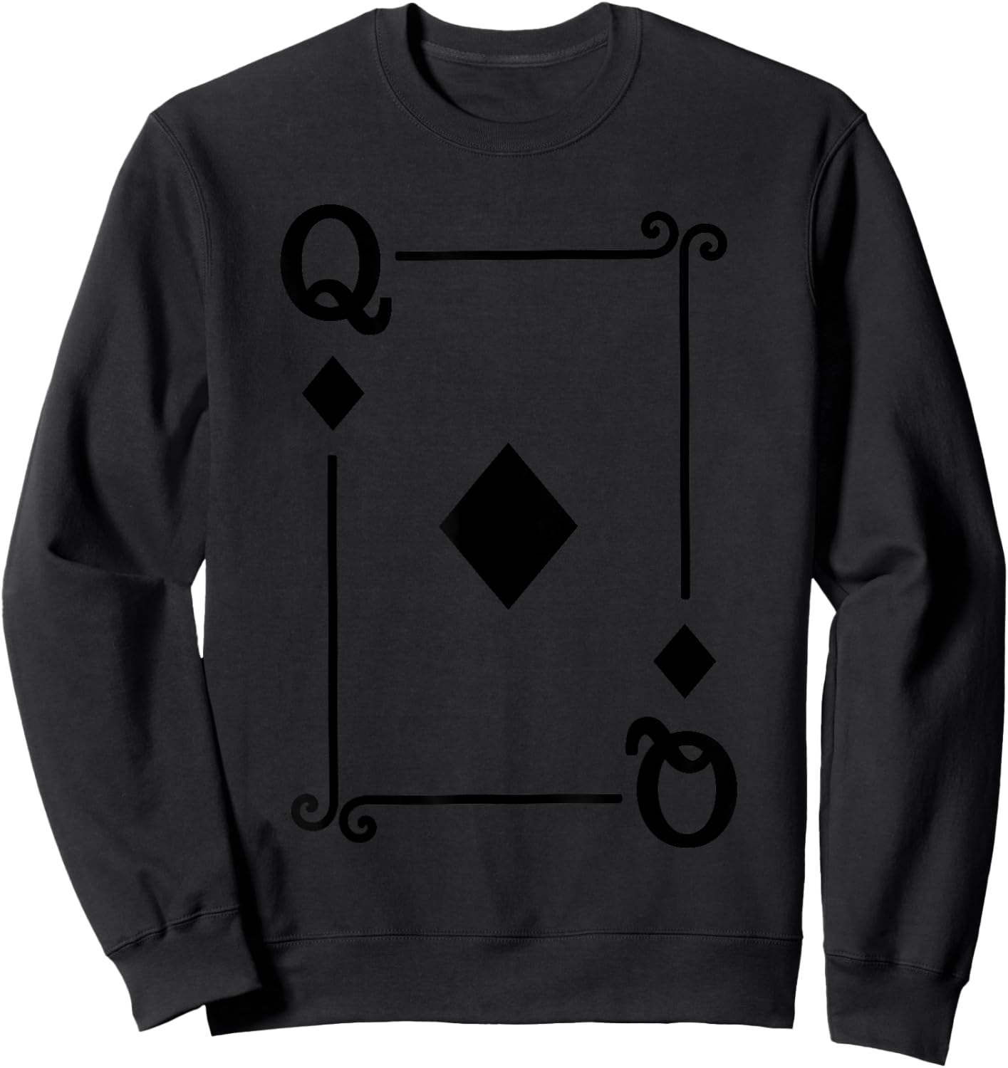 Playing Cards Costume - Queen Diamonds Card - Queen Card Sweatshirt - Sweatshirt | Black