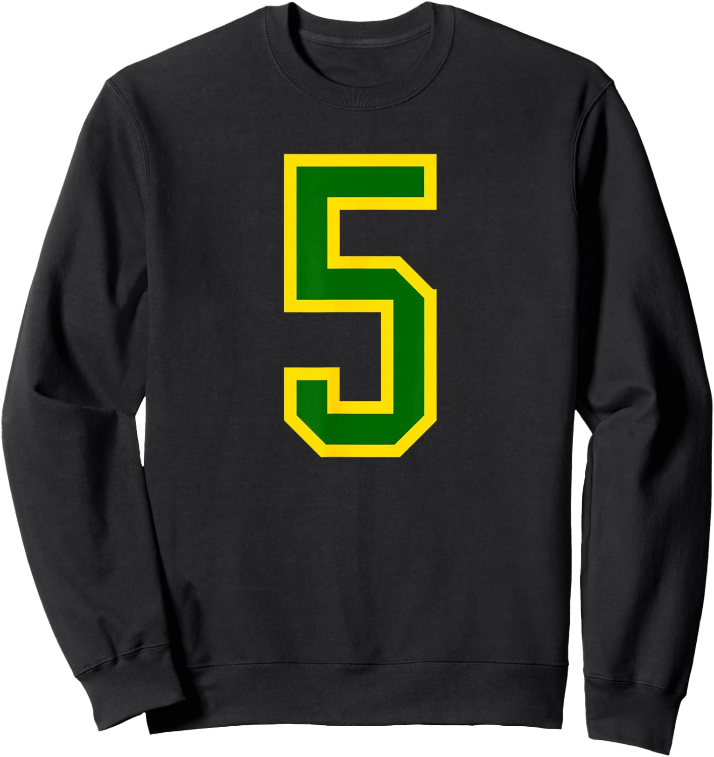 Green Yellow Sports Team Number #5 Sweatshirt - Sweatshirt | Black