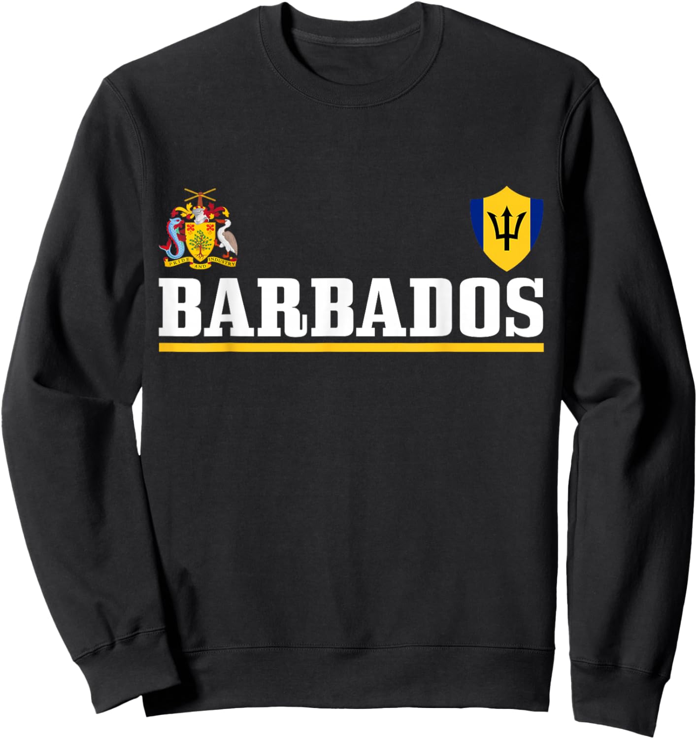 Barbados Heart Pride Soccer Sports Fan Jersey Bajan Flag Sweatshirt - Sweatshirt | Black