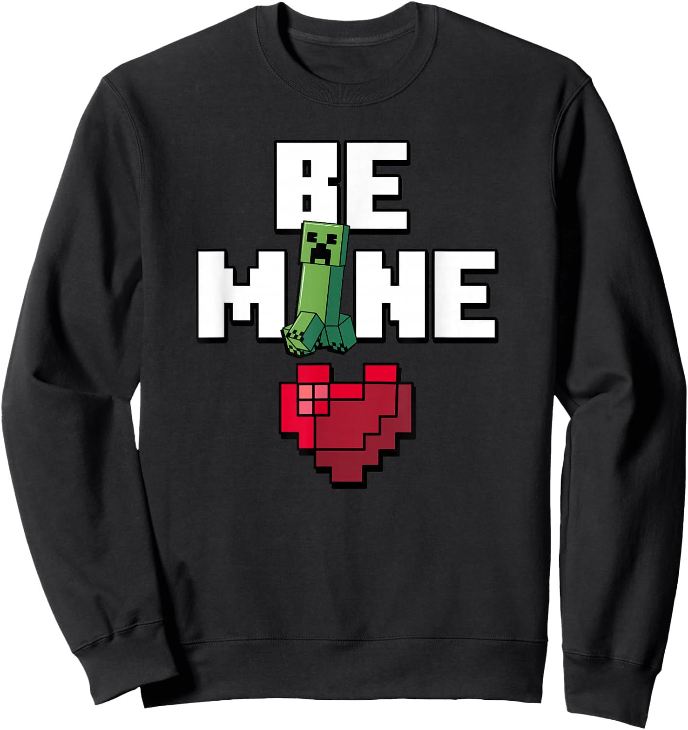 Minecraft Valentine's Day Creeper Be Mine Heart Small Sweatshirt - Sweatshirt | Black