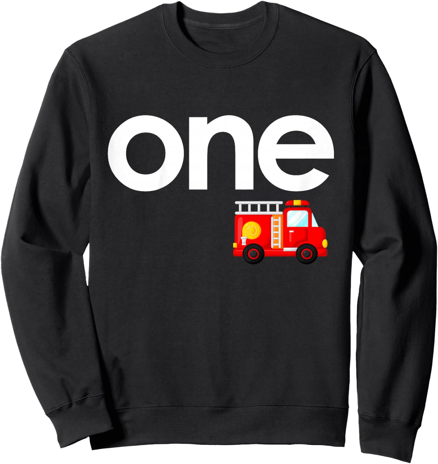 Fire Truck 1st Birthday Boy Toddler 1 Year Old Firefighter Sweatshirt - Sweatshirt | Black