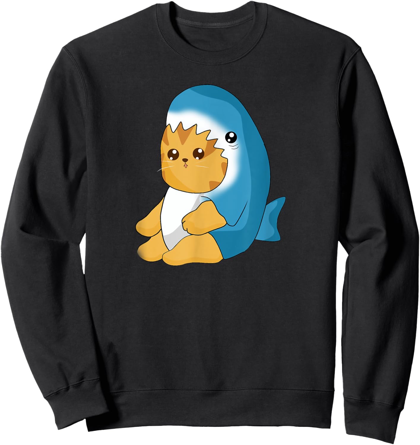 Cute Cat insdie Shark Costume, Kawaii Cat Lover Men Women Kids Sweatshirt - Sweatshirt | Black