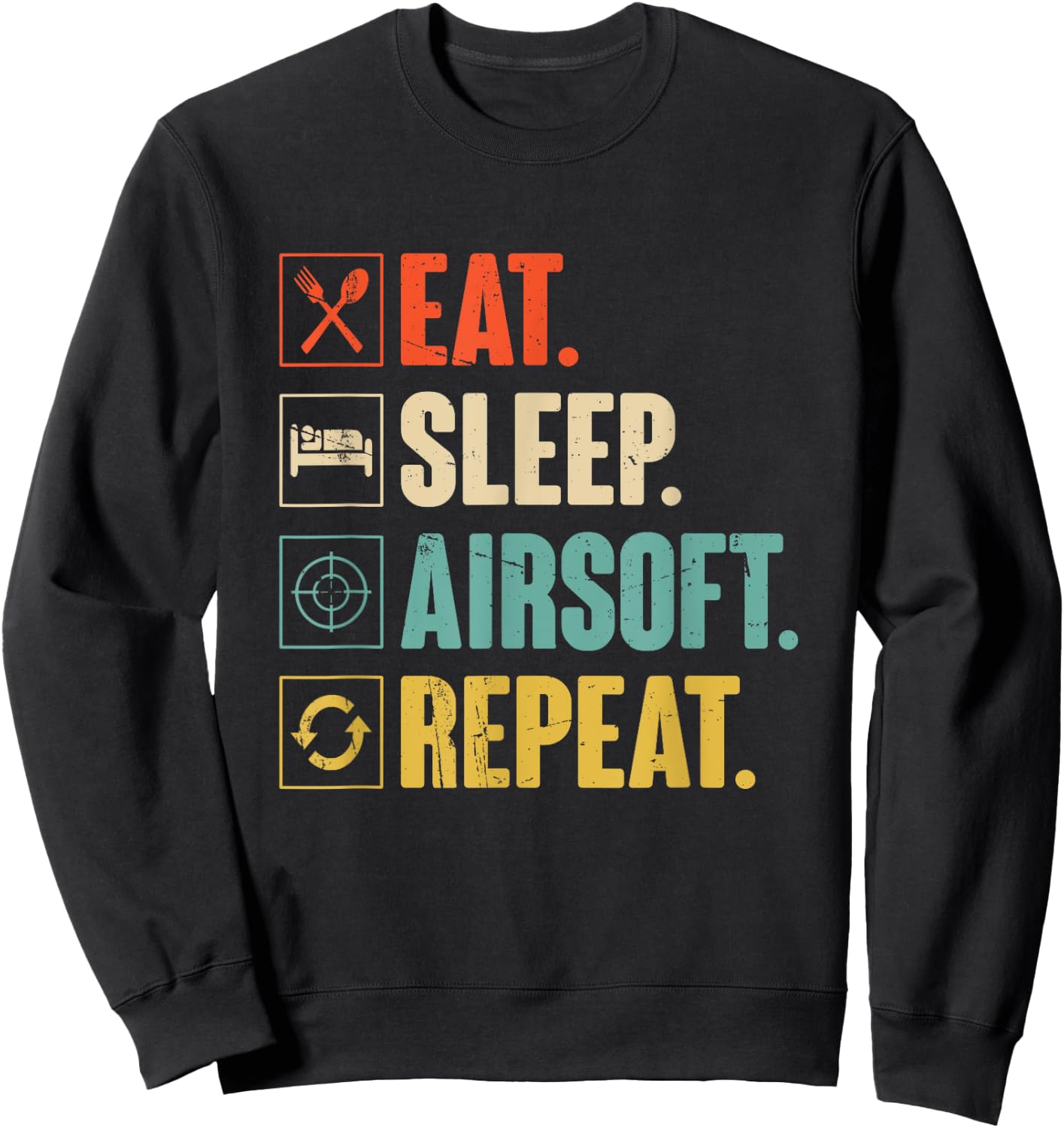 Eat Sleep Airsoft Repeat Funny Air-Soft Sport Gift Sweatshirt - Sweatshirt | Black