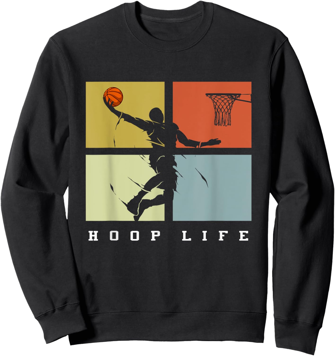 Basketball Hoop Life Player Retro Gift Men Boys Youth Sweatshirt - Sweatshirt | Black