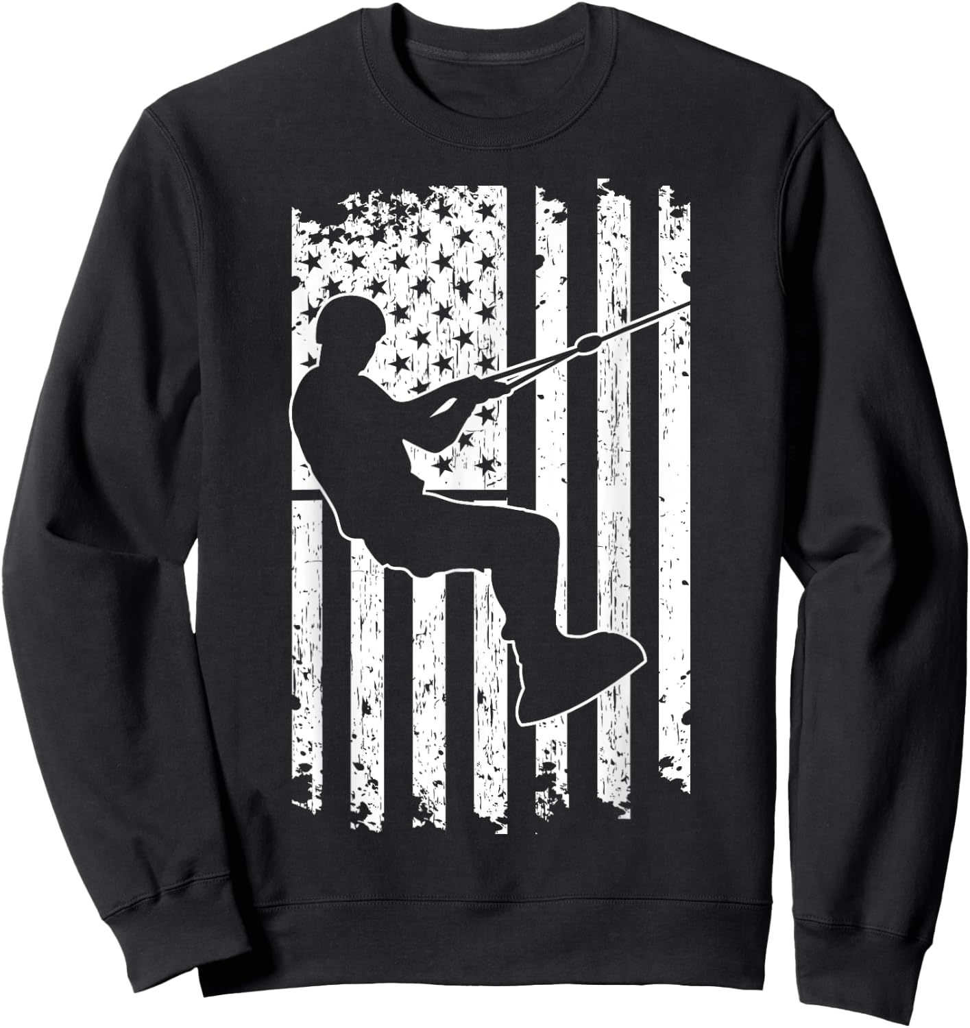Wakeboarding Silhouette USA Flag Waterskiing Wakeboarder Kids Men Sweatshirt - Sweatshirt | Black