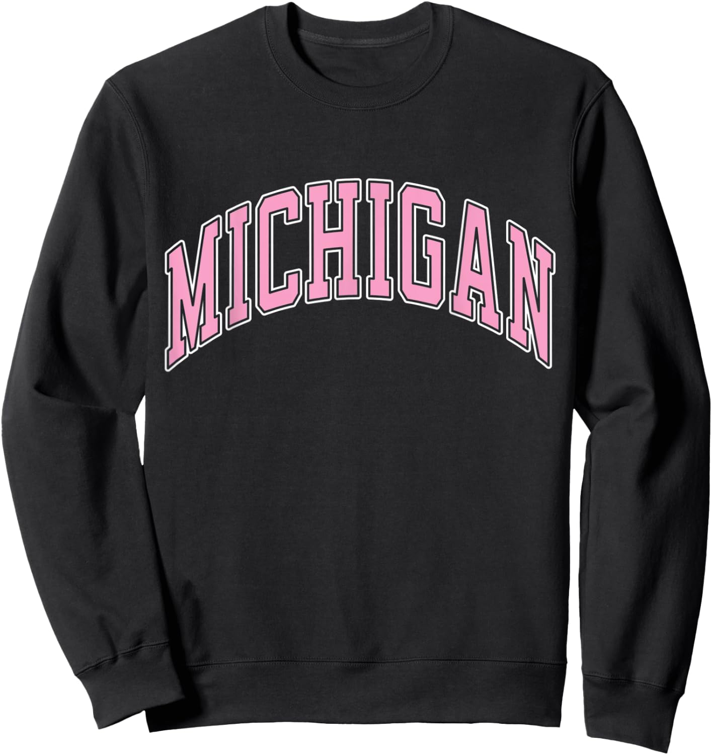 Michigan Varsity Style Pink Text Sweatshirt - Sweatshirt | Black