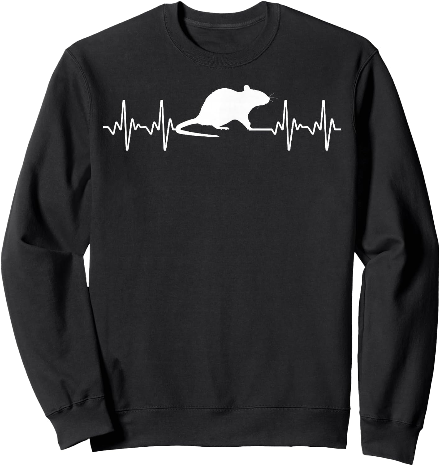 Funny Rat Art Women Kids Heartbeat Mouse Rat Lovers Sweatshirt - Sweatshirt | Black