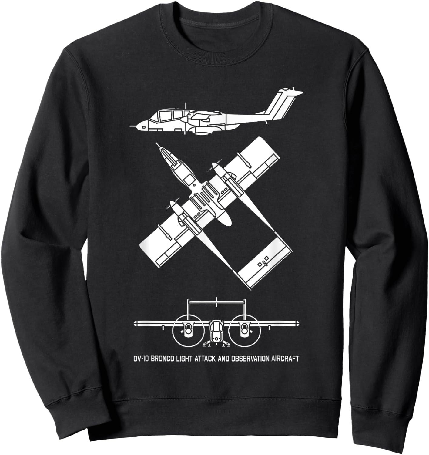 OV-10 Bronco American Plane Cutout Silhouette Sweatshirt - Sweatshirt | Black