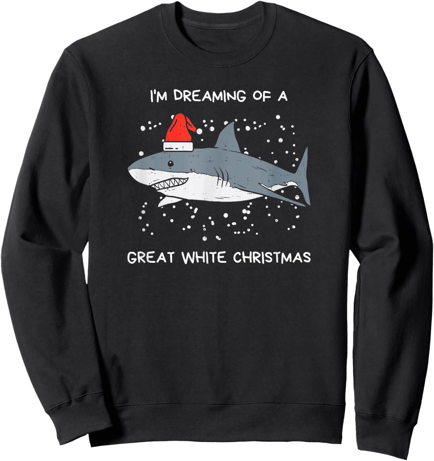 Christmas Shark Santa Hat |Xmas Santa Jaws |Funny Shark Pun Sweatshirt - Sweatshirt | Black