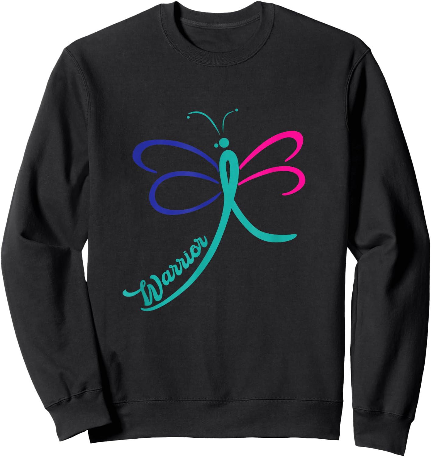 Warrior Thyroid Cancer Butterfly Band Awareness Sweatshirt - Sweatshirt | Black