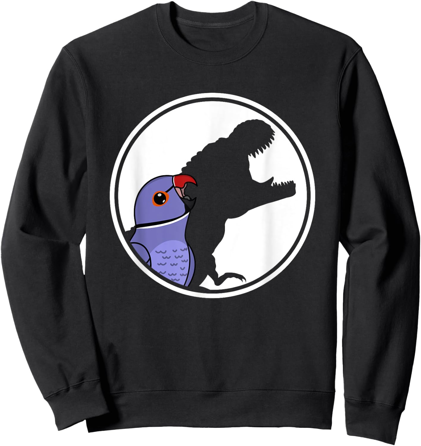 Parrot & T Rex Shadow I Violet Indian Ringneck Sweatshirt - Sweatshirt | Black
