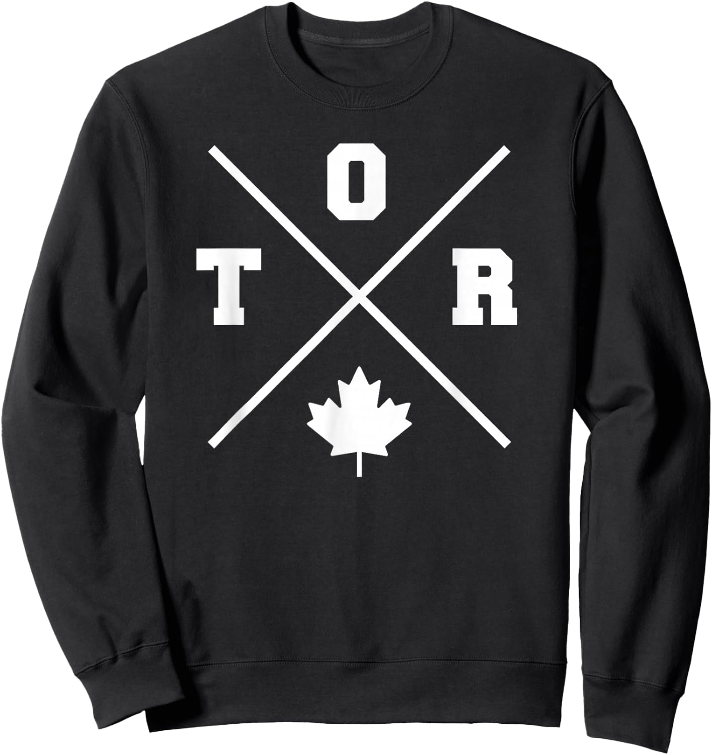 Classic TOR Toronto Crossmark Maple Leaf Outline Sweatshirt - Sweatshirt | Black