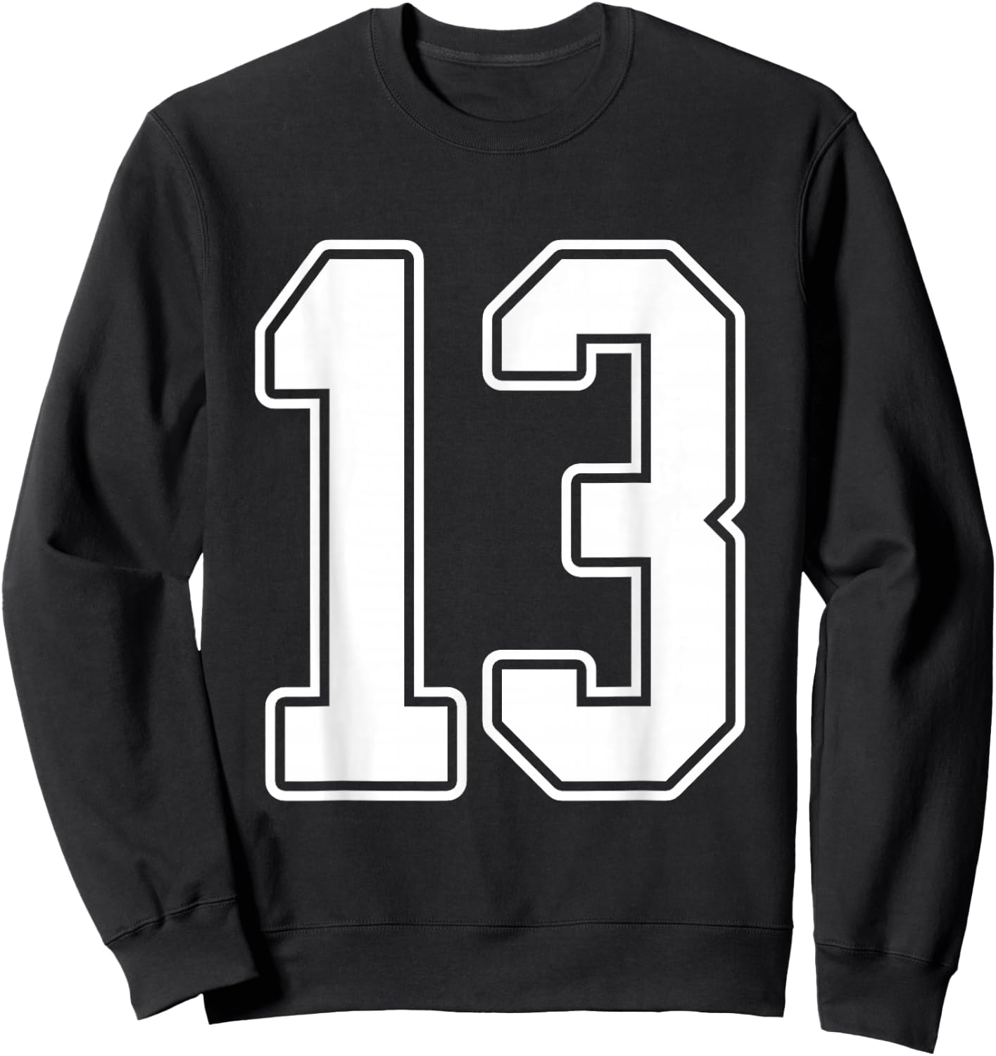 #13 White Uniform Number 13 Varsity Sports Team Jersey Sweatshirt - Sweatshirt | Black
