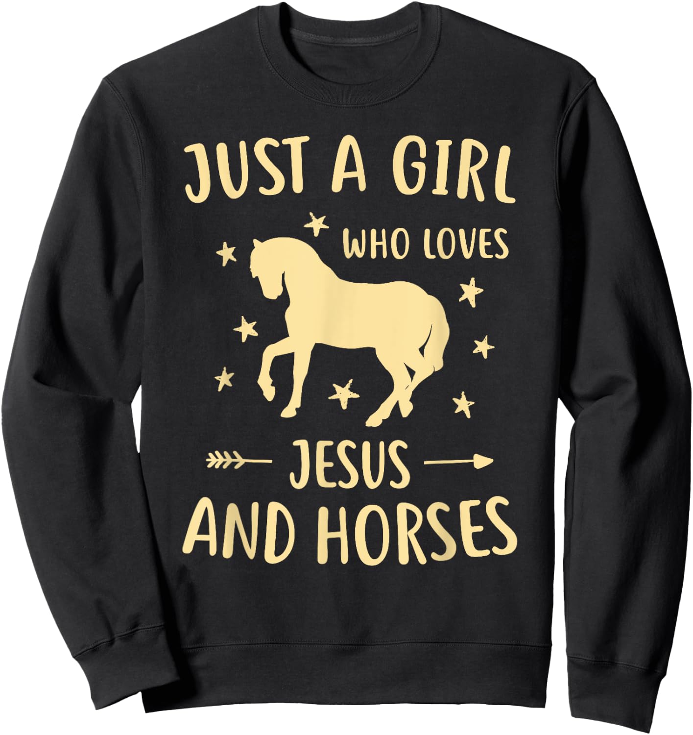 Jesus And Horses For Girls Teens Women Horse Lover Christian Sweatshirt - Sweatshirt | Black