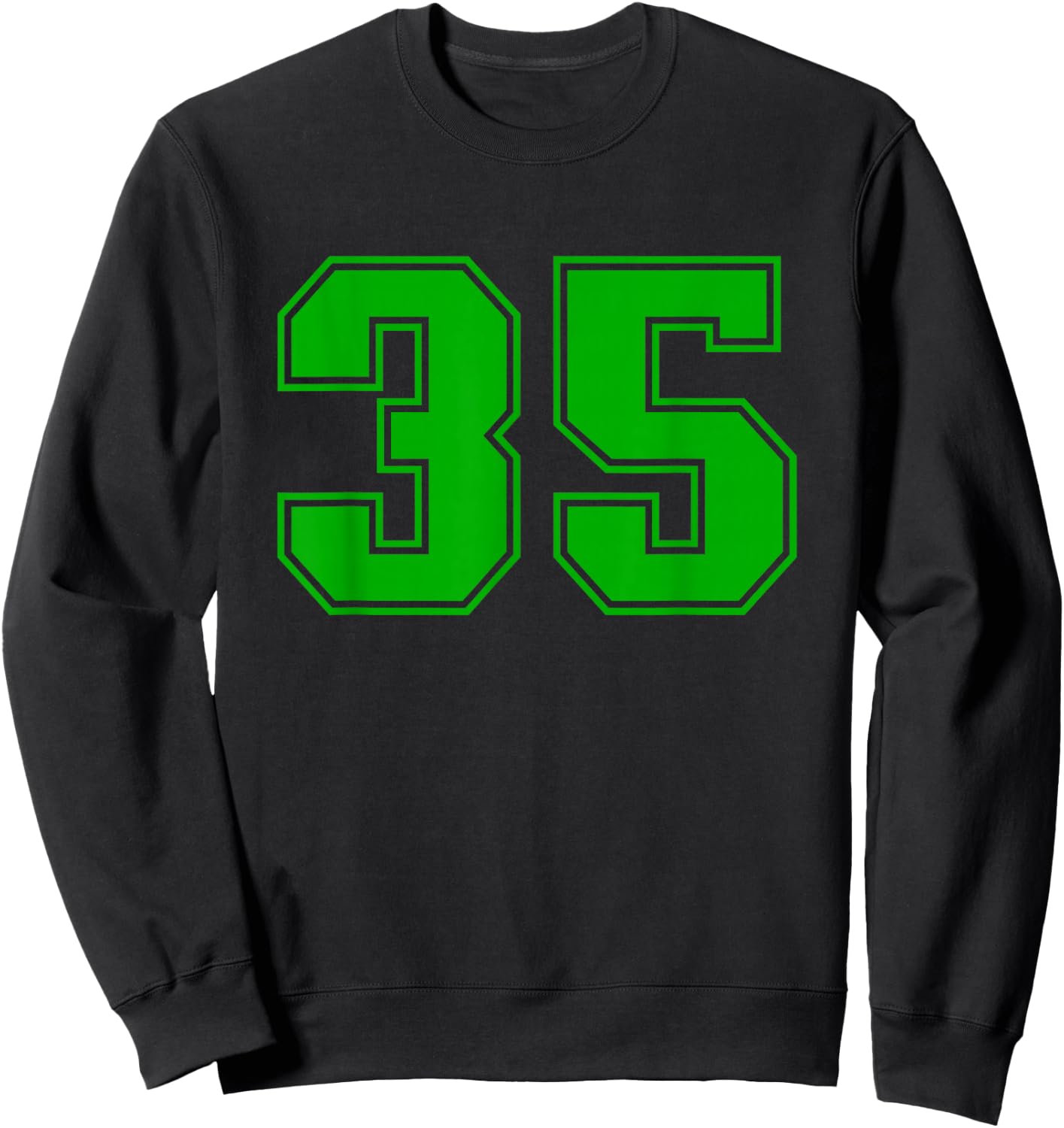 Number #35 Green Sports Team Varsity Number Sweatshirt - Sweatshirt | Black