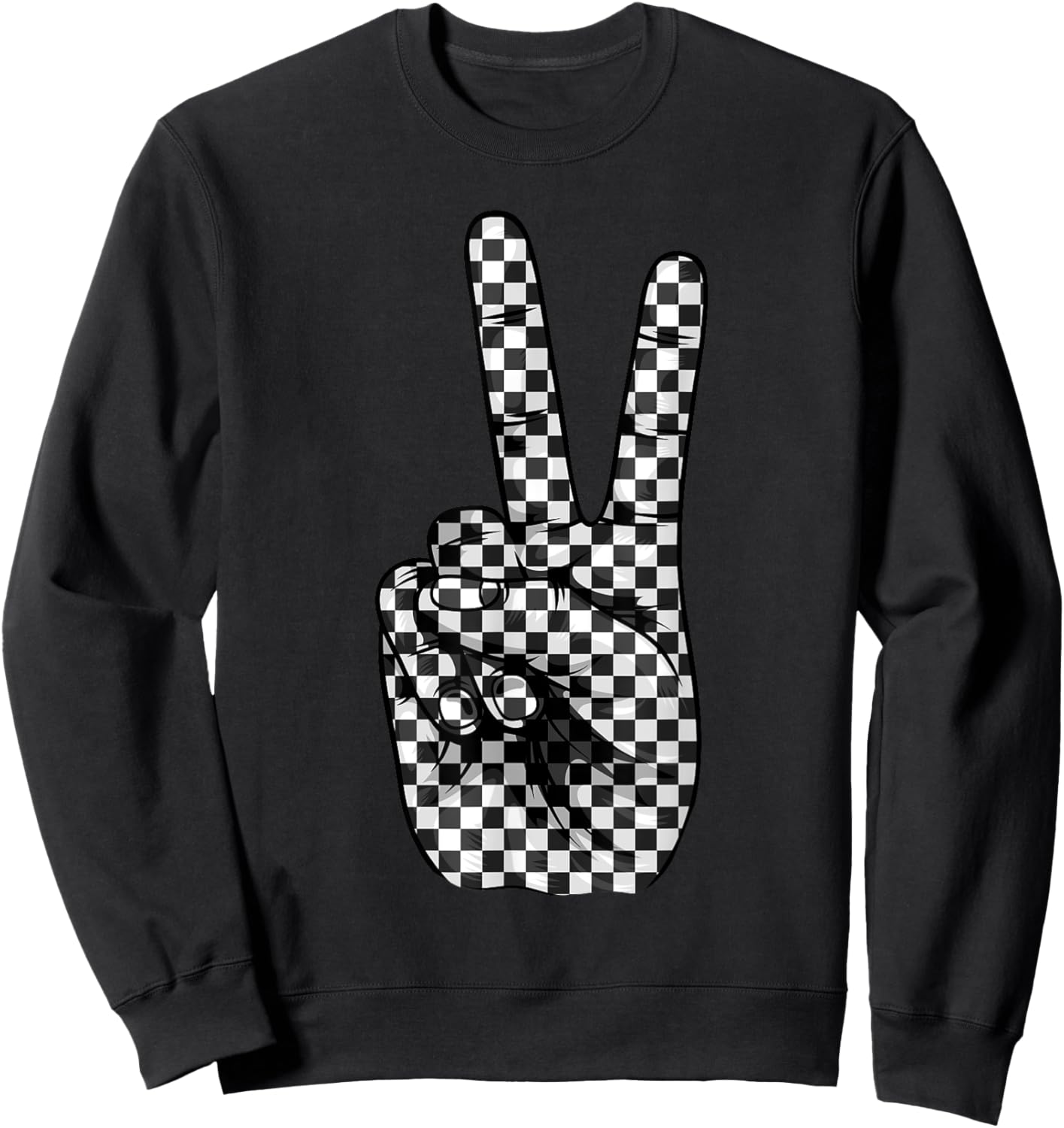 Cool Checkered Women Checker Pattern Checkerboard Sweatshirt - Sweatshirt | Black