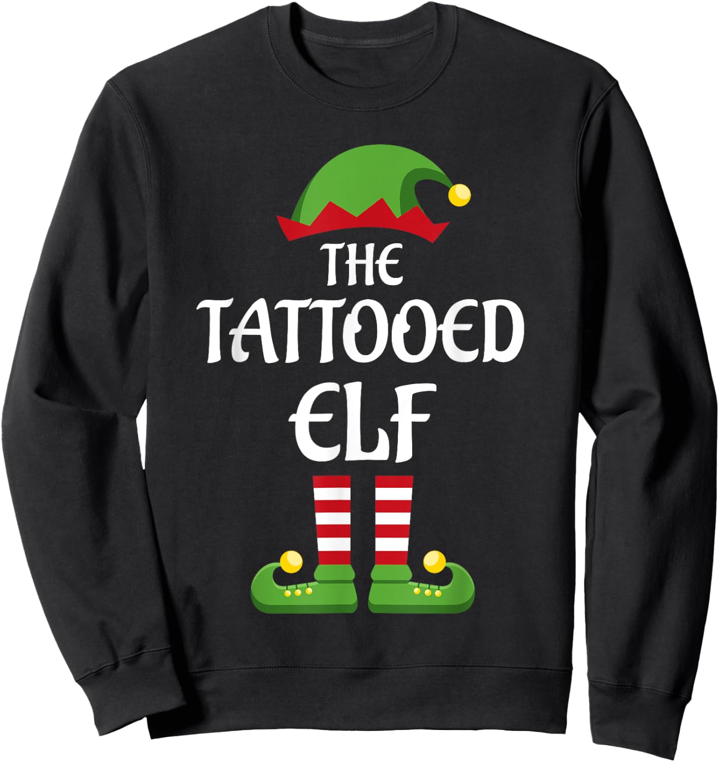 Tattooed Elf Family Matching Group Christmas Sweatshirt - Sweatshirt | Black