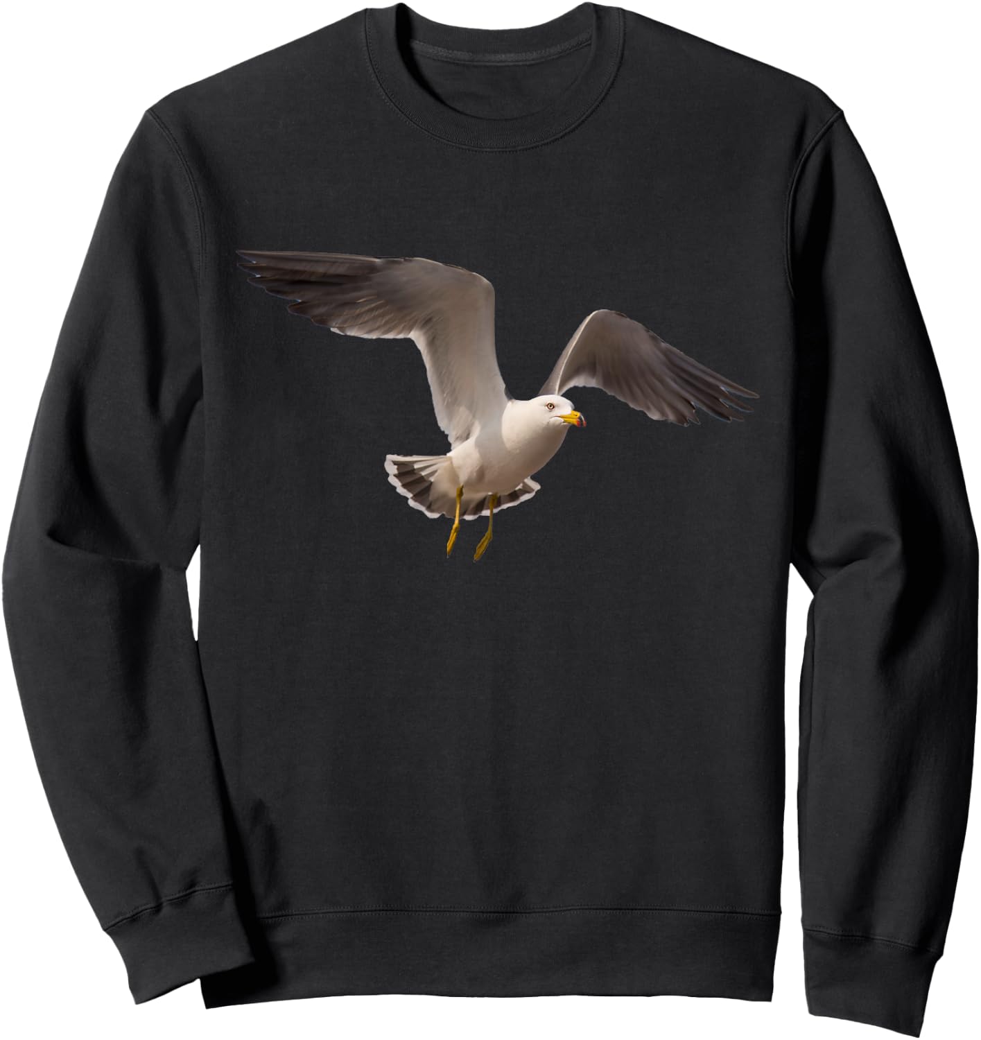 Elegant Seagull Bird In Flight Photo Portrait Artwork Design Sweatshirt - Sweatshirt | Black