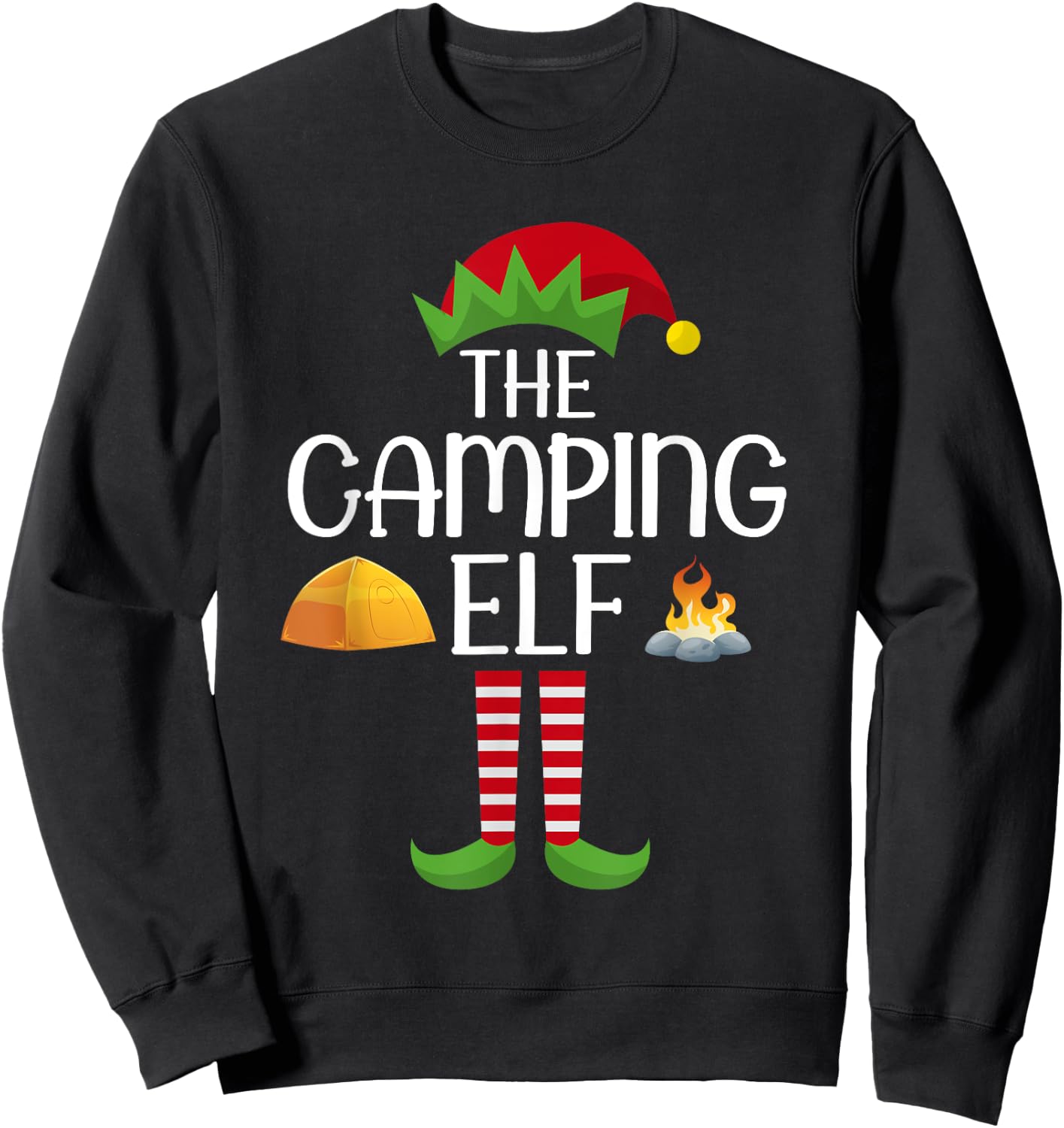 Elf Group Matching Family Christmas Costume The Camping ELF Sweatshirt - Sweatshirt | Black