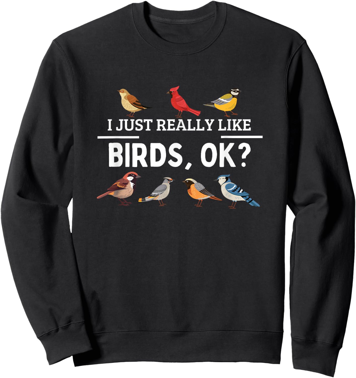 I Just Really Like Birds OK Vintage Retro Bird Watching Sweatshirt - Sweatshirt | Black