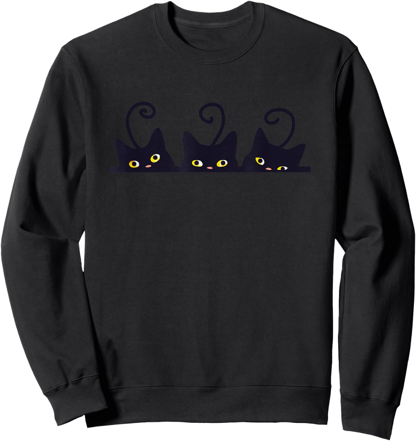 3 Black Cats Funny Cute Design Women Men Girl Boy Cat Sweatshirt - Sweatshirt | Black