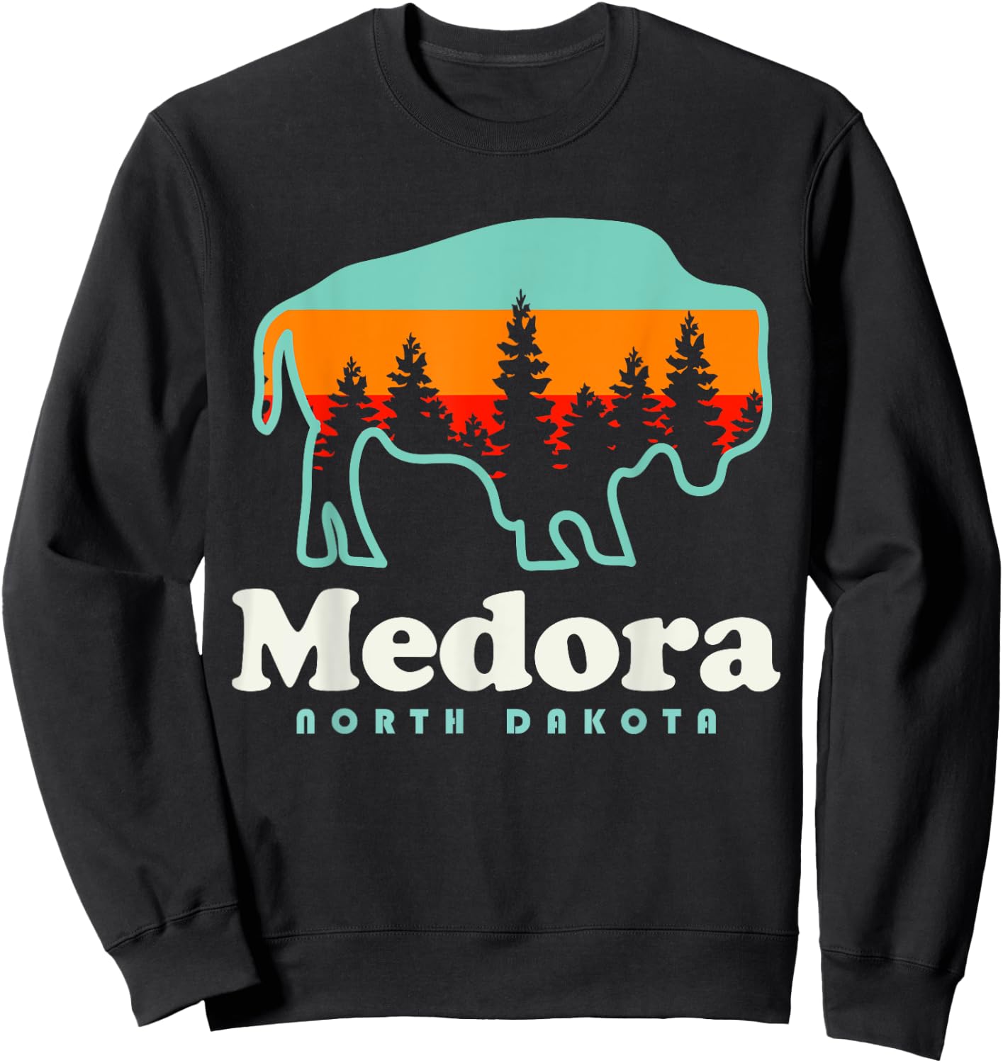 Medora North Carolina Bison Vacation Trip Sweatshirt - Sweatshirt | Black