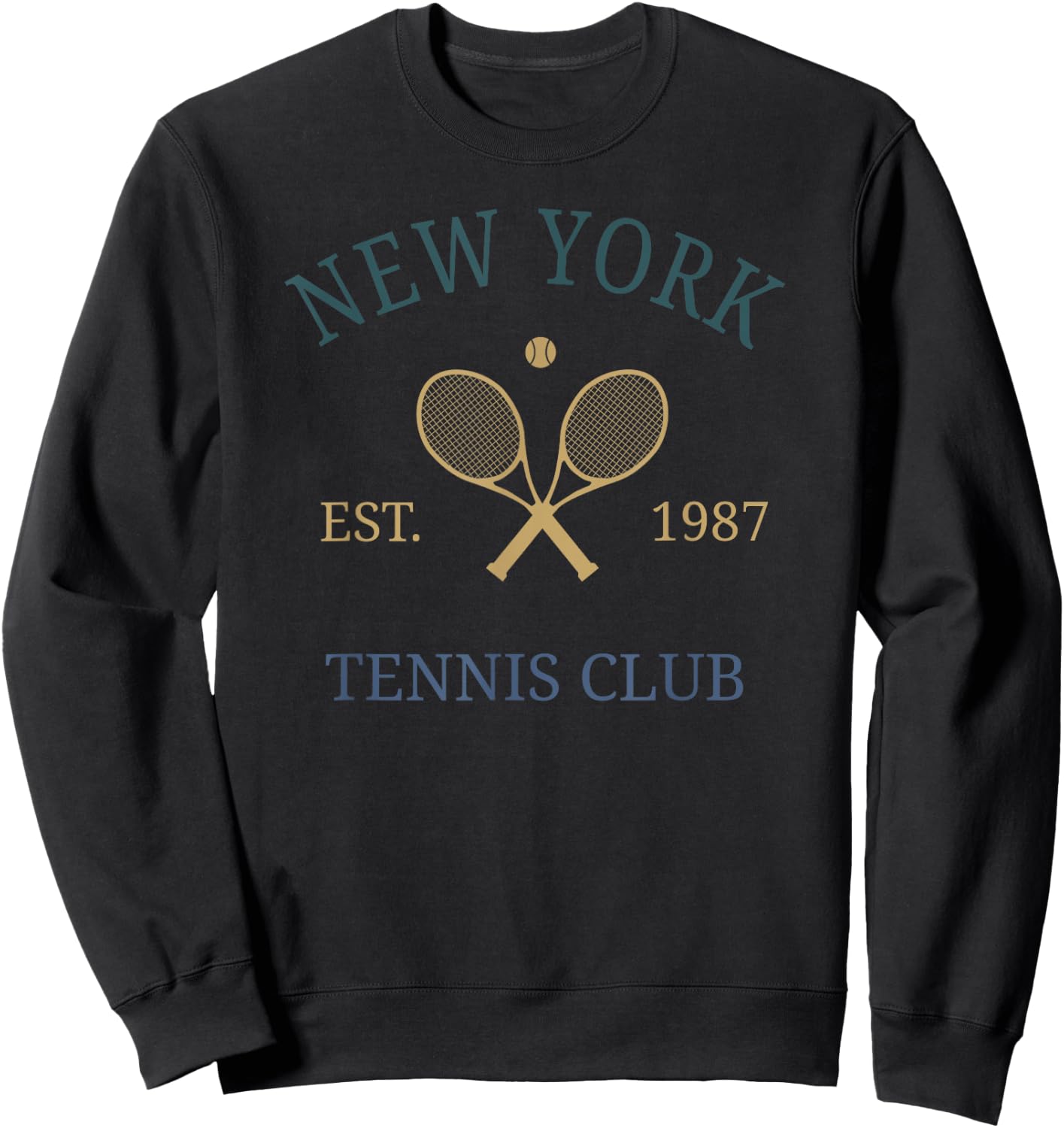 New York Athletics Tennis Club Racquet Prep NY 90s Vintage Sweatshirt - Sweatshirt | Black