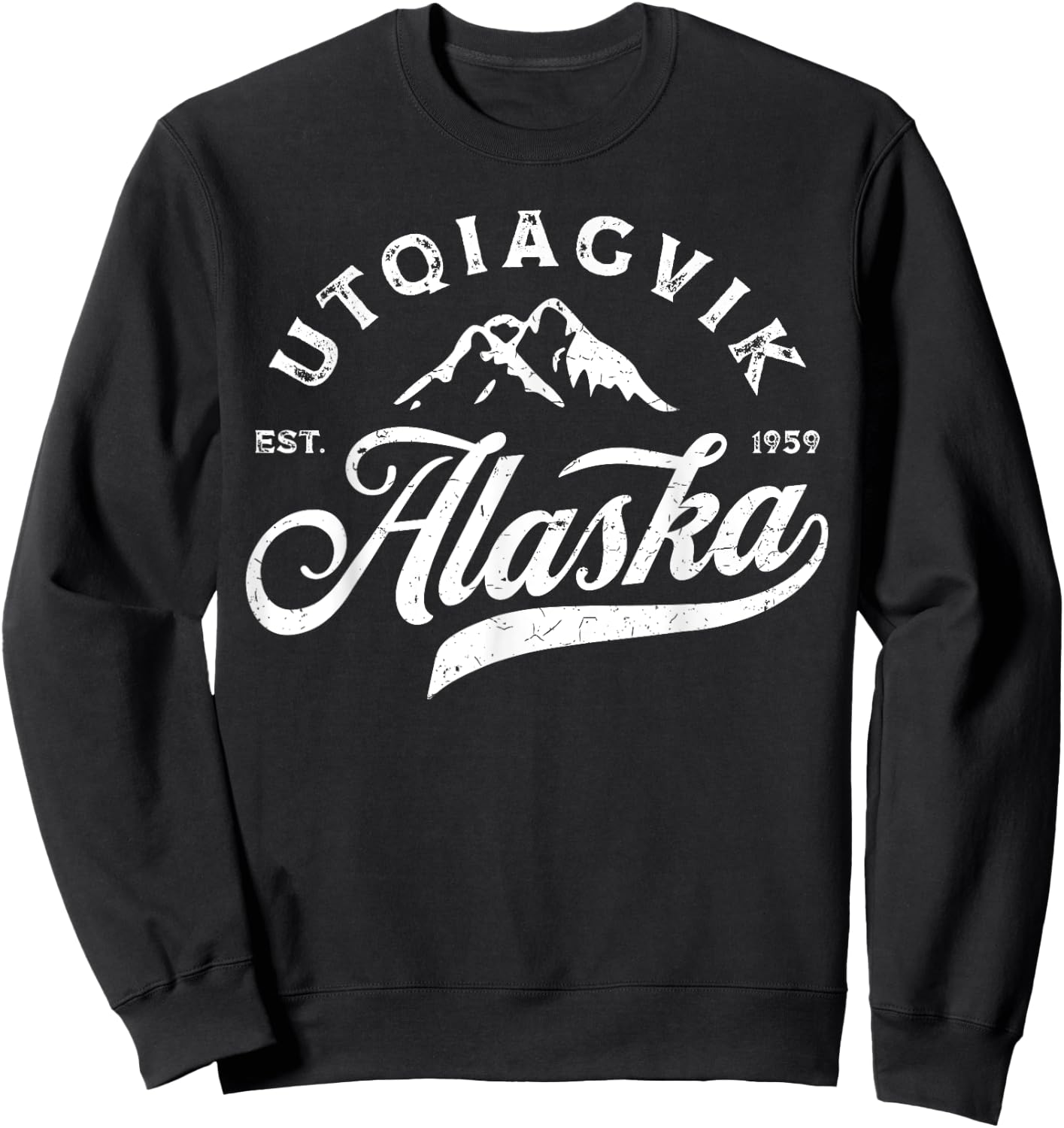 Vintage Utqiagvik Alaska AK Mountains Vacation Souvenir Sweatshirt - Sweatshirt | Black