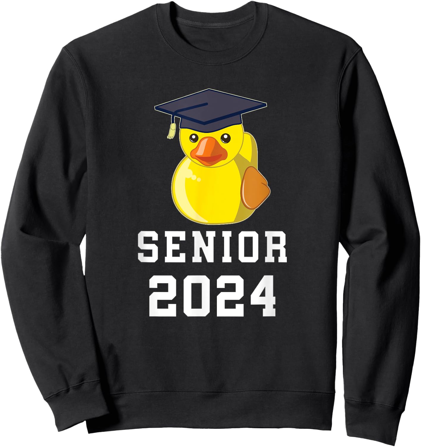 Rubber Duck Senior 2024 Graduate School & College Graduation Sweatshirt - Sweatshirt | Black